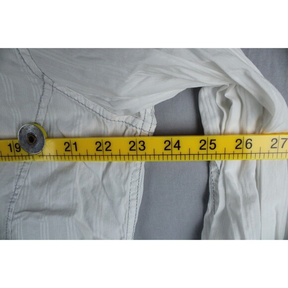 INC Pearl Snap Western Shirt Mens Large Striped White Long Sleeve Roll Up Sleeve - Picture 4 of 15